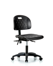 Newport Industrial Polyurethane Chair - Desk Height with Seat Tilt & Casters in Black Polyurethane