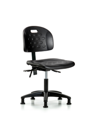 Newport Industrial Polyurethane Chair - Desk Height with Seat Tilt & Stationary Glides in Black Polyurethane