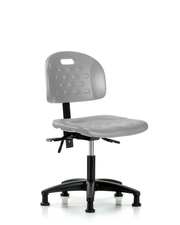 Newport Industrial Polyurethane Chair - Desk Height with Seat Tilt & Stationary Glides in Gray Polyurethane