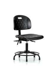 Newport Industrial Polyurethane Chair with Round Tube Base - Desk Height with Stationary Glides in Black Polyurethane