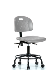 Newport Industrial Polyurethane Chair with Round Tube Base - Desk Height with Seat Tilt & Casters in Gray Polyurethane