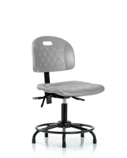 Newport Industrial Polyurethane Chair with Round Tube Base - Desk Height with Seat Tilt & Stationary Glides in Gray Polyurethane