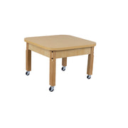 Mobile 24" x 24" Square High Pressure Laminate Table with Hardwood Legs- 16"