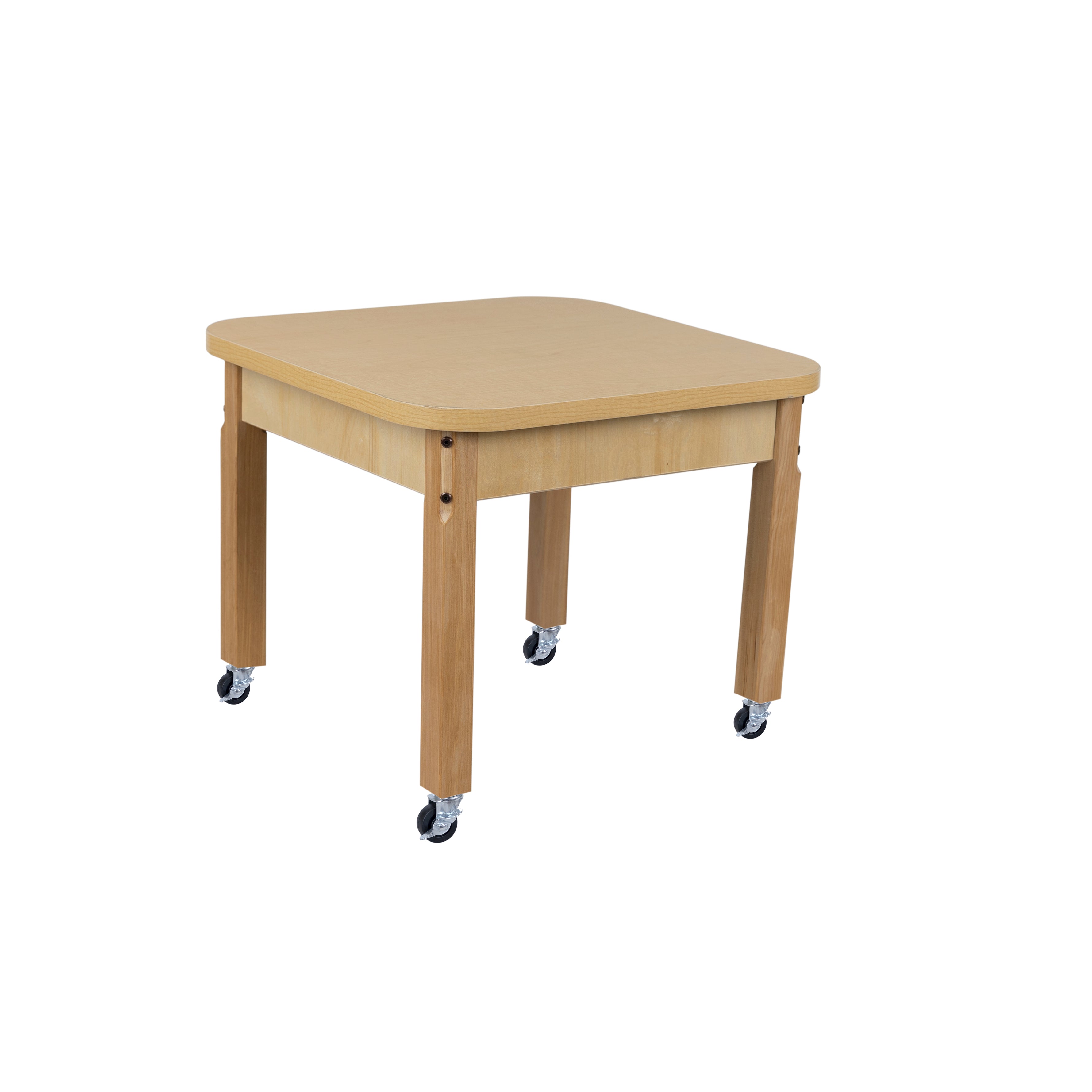 Mobile 24" x 24" Square High Pressure Laminate Table with Hardwood Legs- 20"