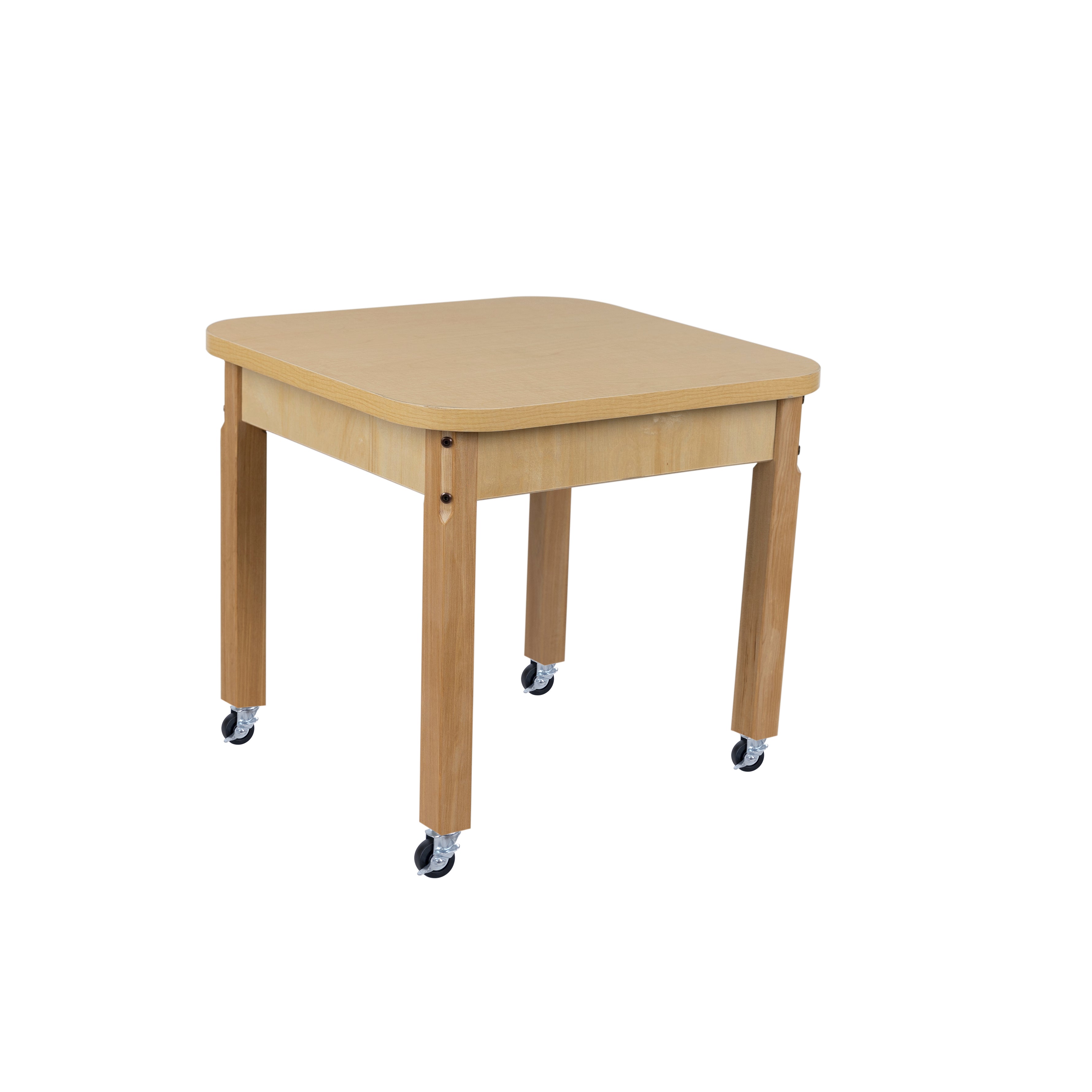 Mobile 24" x 24" Square High Pressure Laminate Table with Hardwood Legs- 22"
