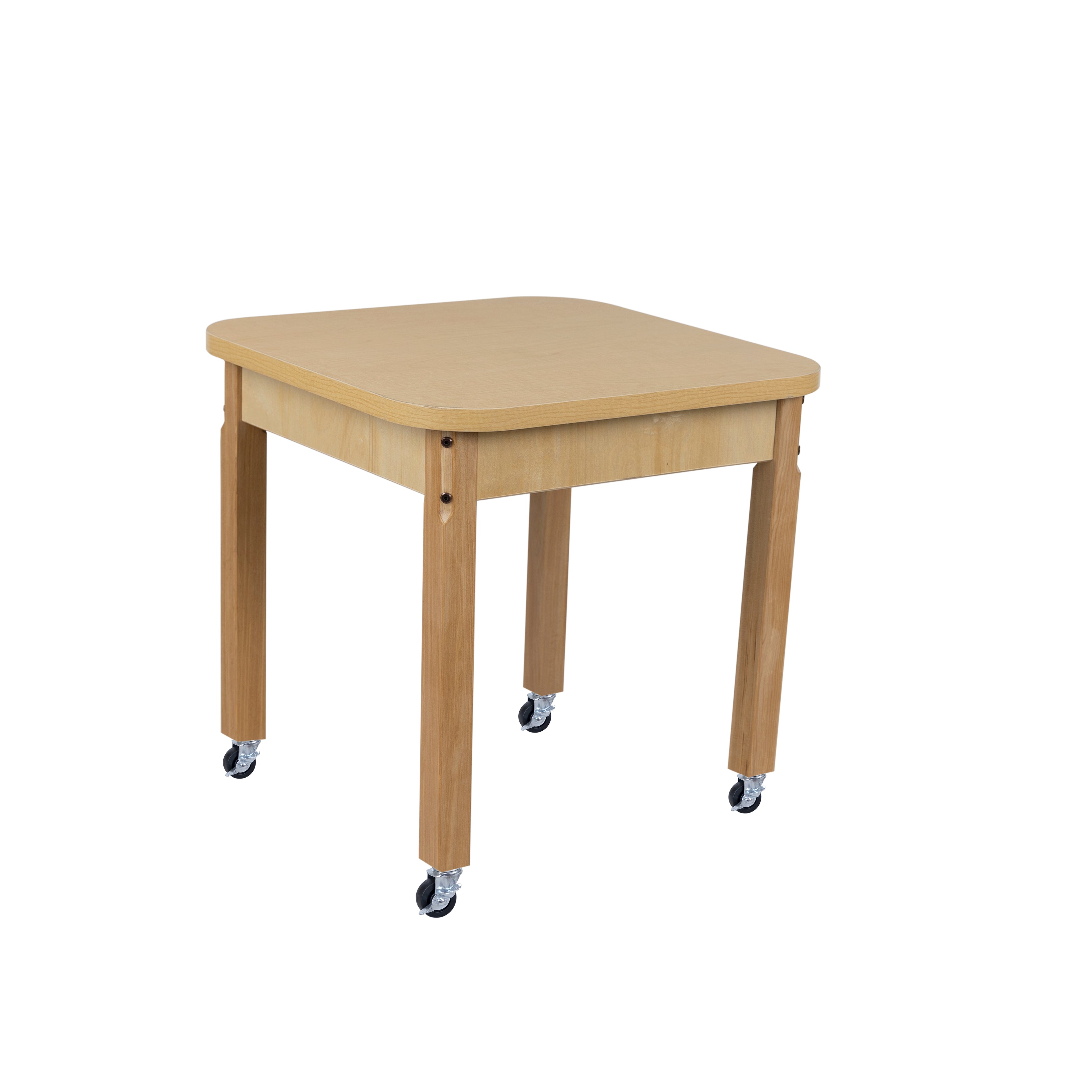 Mobile 24" x 24" Square High Pressure Laminate Table with Hardwood Legs- 24"