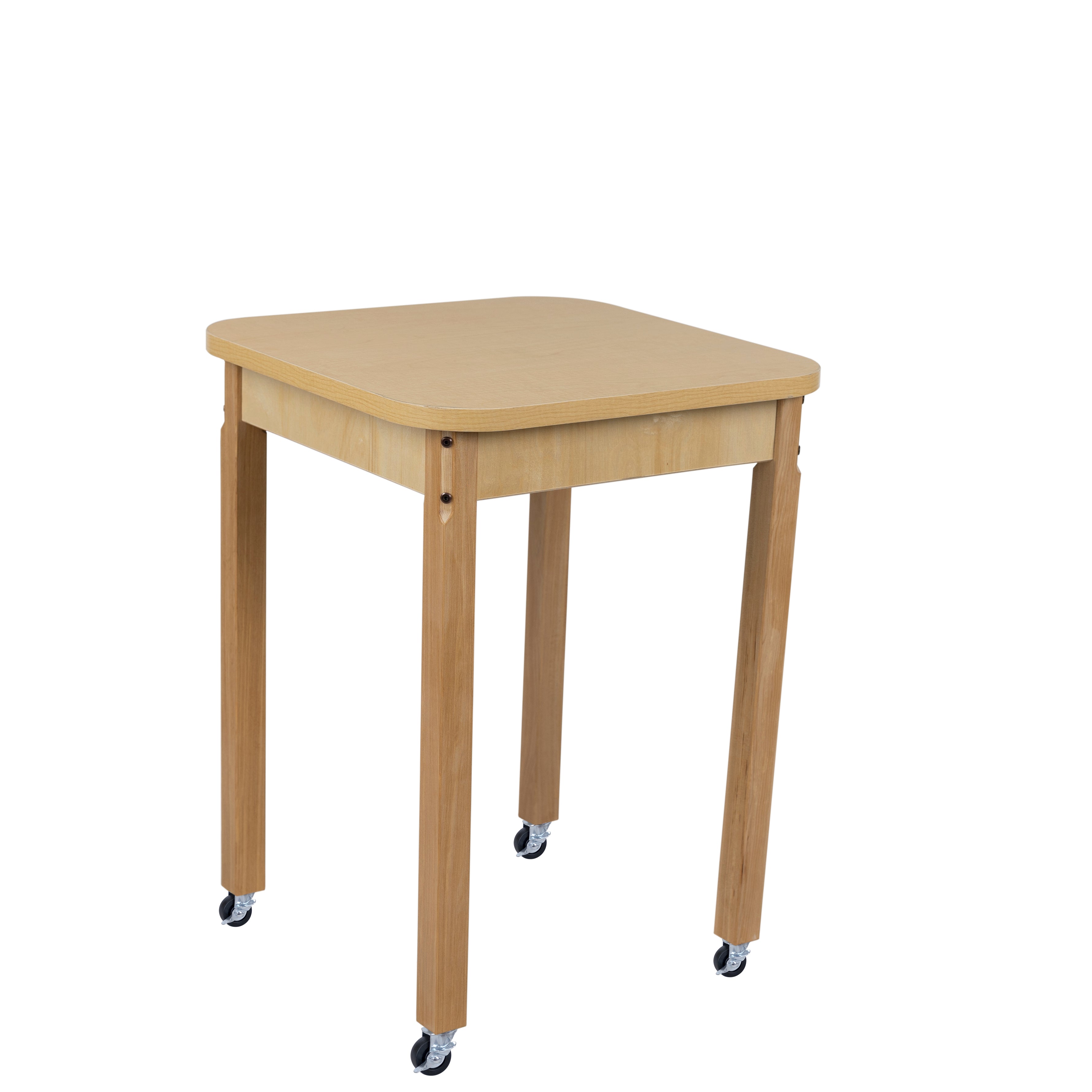Mobile 24" x 24" Square High Pressure Laminate Table with Hardwood Legs- 29"