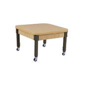 Mobile 24" x 24" Square High Pressure Laminate Table with Adjustable Legs 14-19"