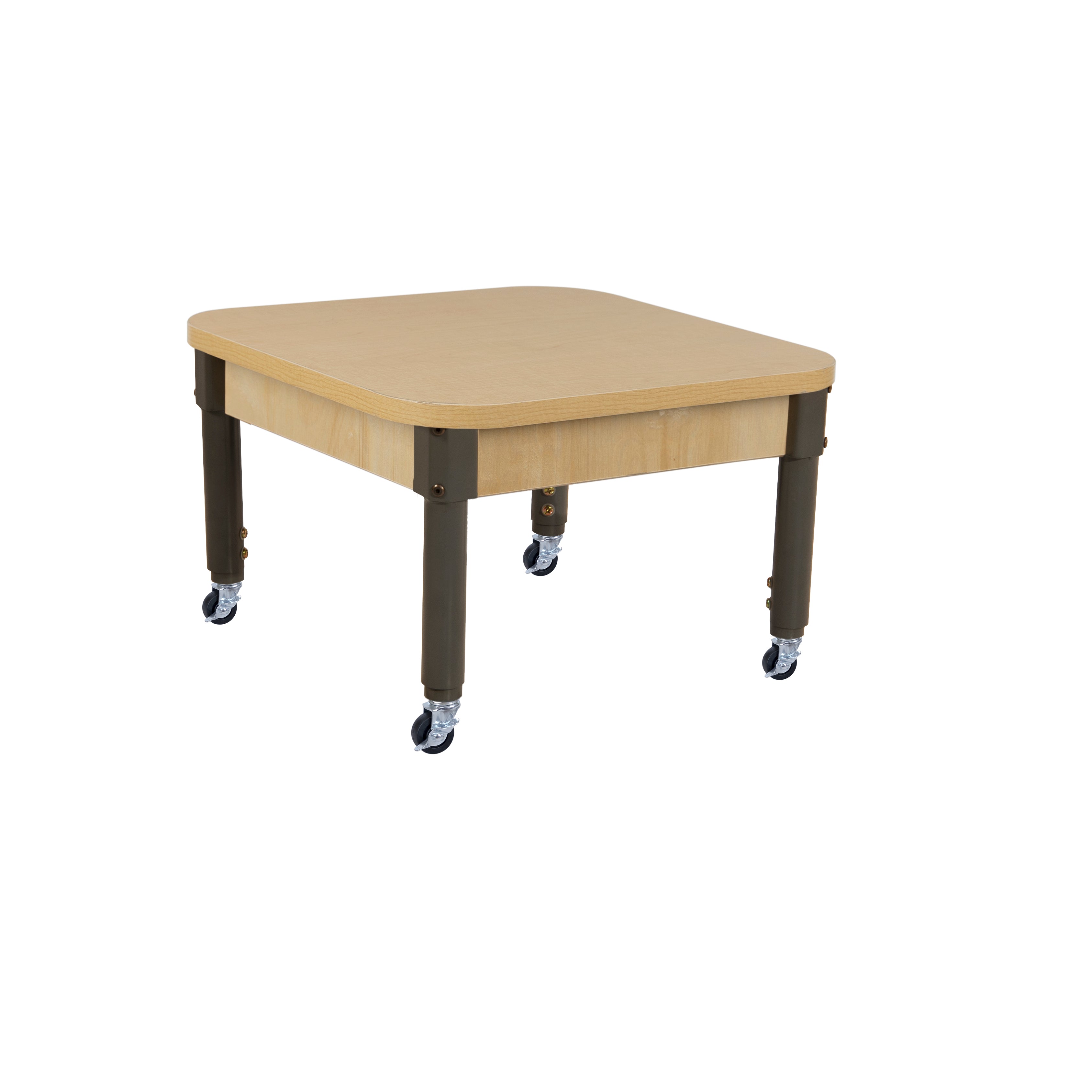 Mobile 24" x 24" Square High Pressure Laminate Table with Adjustable Legs 14-19"