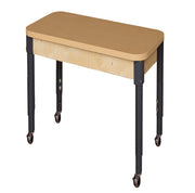 Mobile 24" x 36" Rectangle High Pressure Laminate Table with Adjustable Legs 14-19"