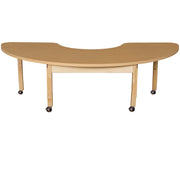Mobile 24" x 76" Half Circle High Pressure Laminate Table with Hardwood Legs-20"