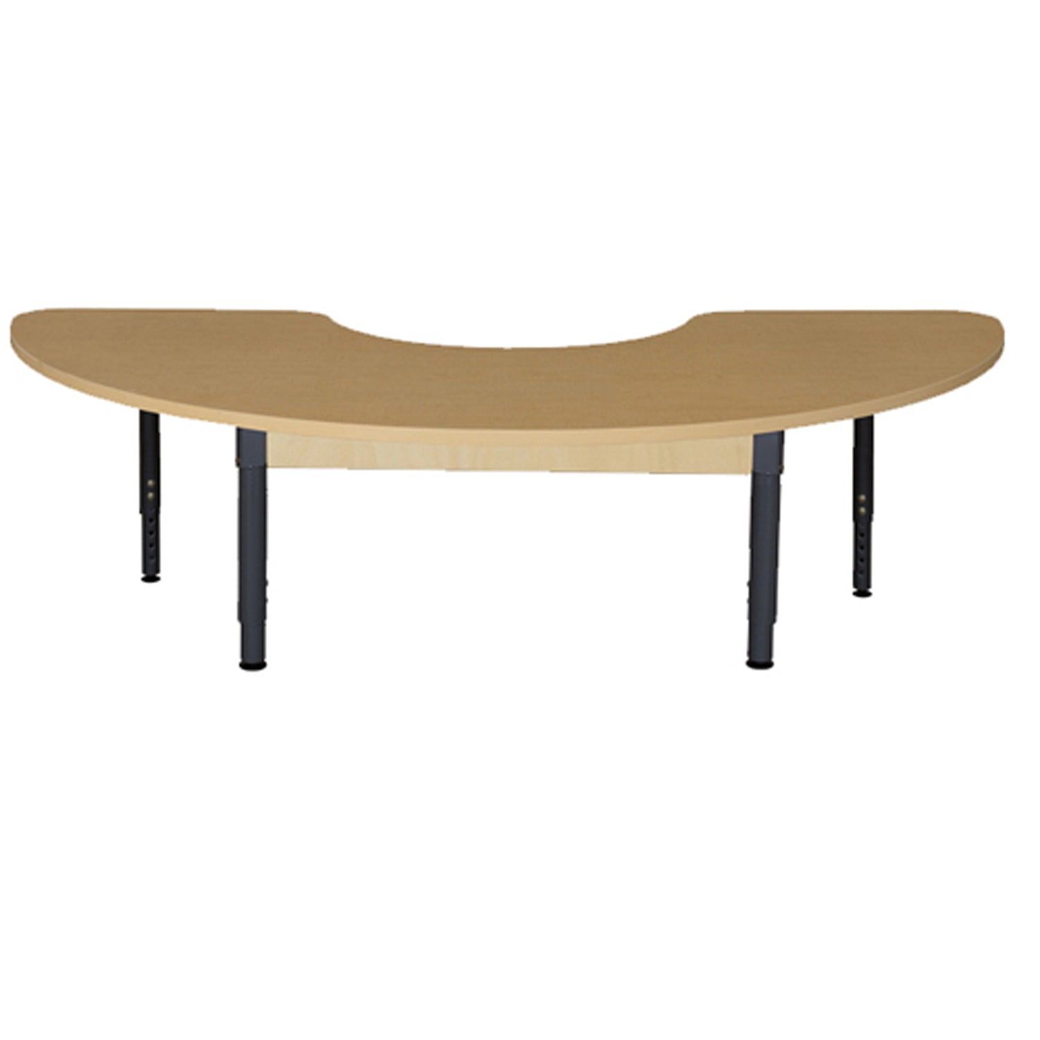 24" x 76" Half Circle High Pressure Laminate Table with Adjustable Legs 12"-17"