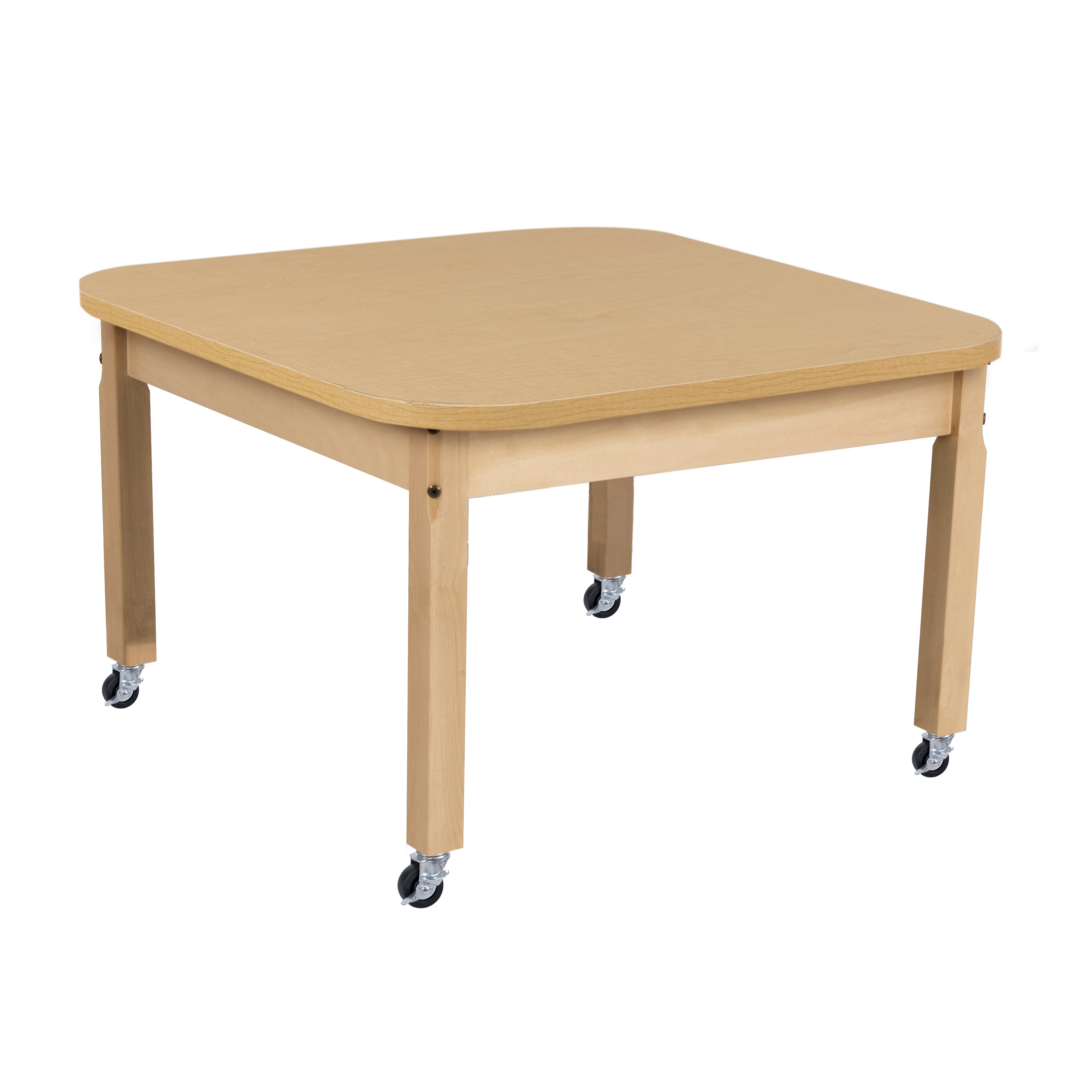Mobile 30" x 30" Square High Pressure Laminate Table with Hardwood Legs- 18"