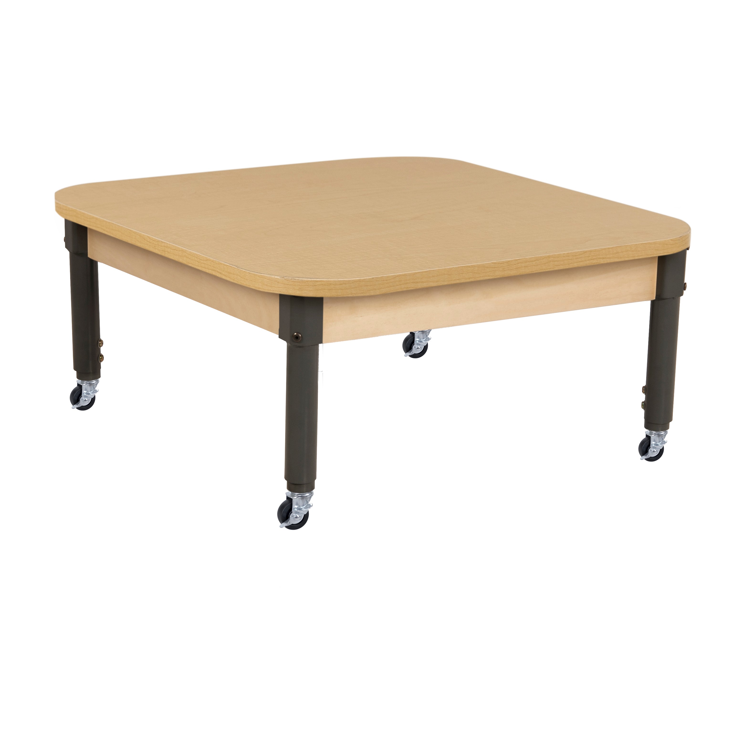 Mobile 30" x 30" Square High Pressure Laminate Table with Adjustable Legs 14-19"