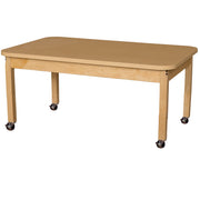 Mobile 30" x 48" Rectangle High Pressure Laminate Table with Hardwood Legs-18"