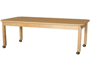 Mobile 30" x 72" Rectangle High Pressure Laminate Table with Hardwood Legs- 24"
