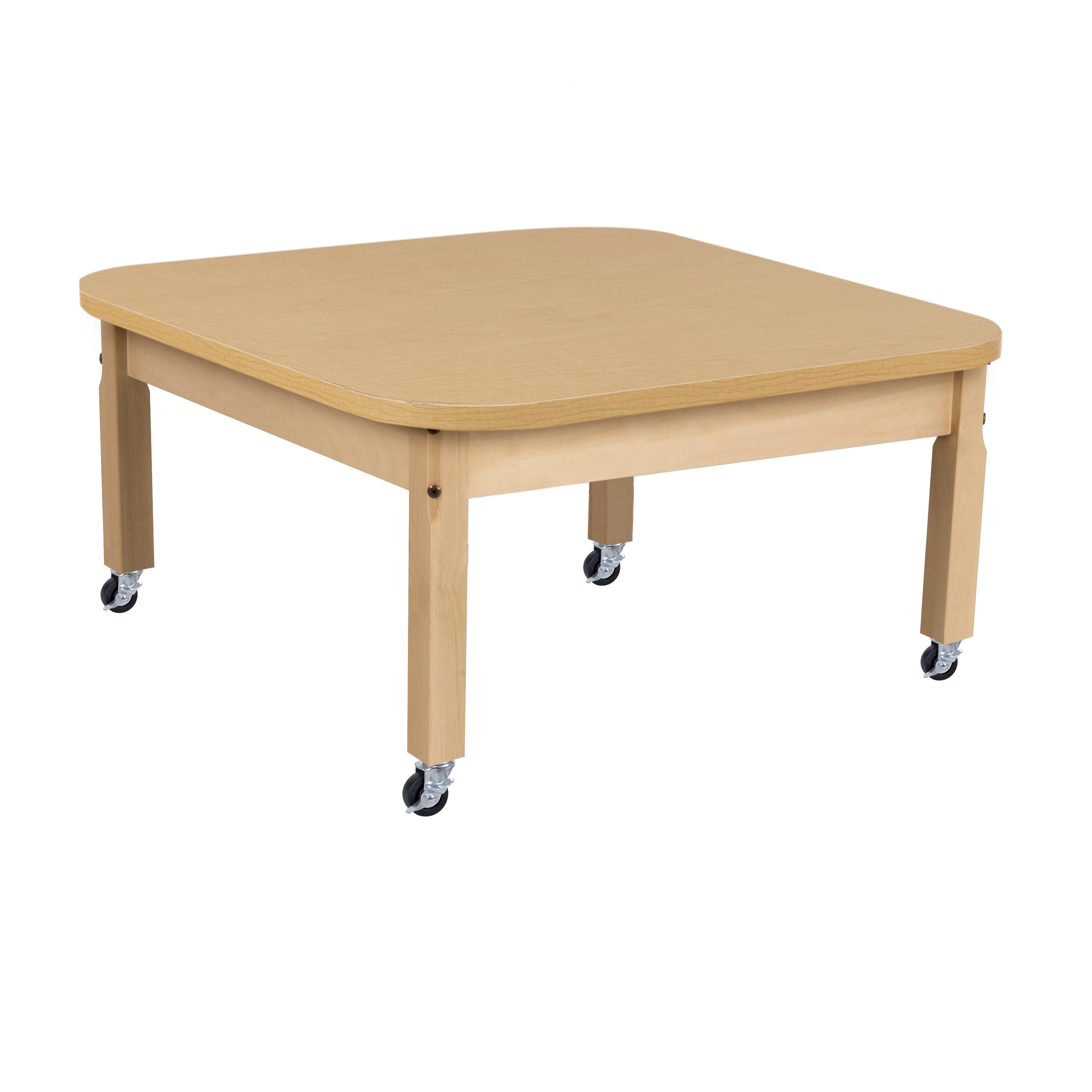 Mobile 36" x 36" Square High Pressure Laminate Table with Hardwood Legs- 14"