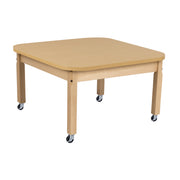 Mobile 36" x 36" Square High Pressure Laminate Table with Hardwood Legs- 16"