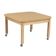 Mobile 36" x 36" Square High Pressure Laminate Table with Hardwood Legs- 18"