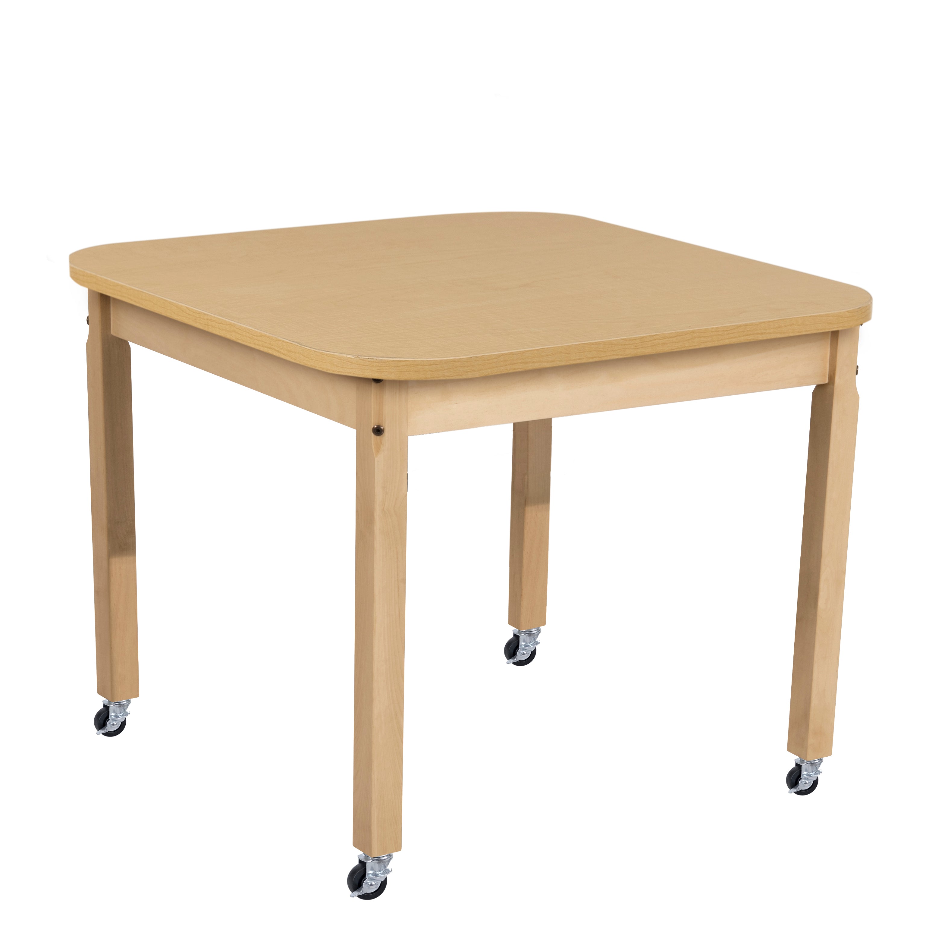 Mobile 36" x 36" Square High Pressure Laminate Table with Hardwood Legs- 26"
