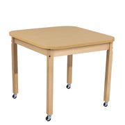 Mobile 36" x 36" Square High Pressure Laminate Table with Hardwood Legs- 29"