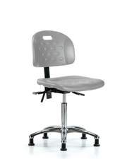Newport Industrial Polyurethane Chair Chrome - Medium Bench Height with Stationary Glides in Gray Polyurethane