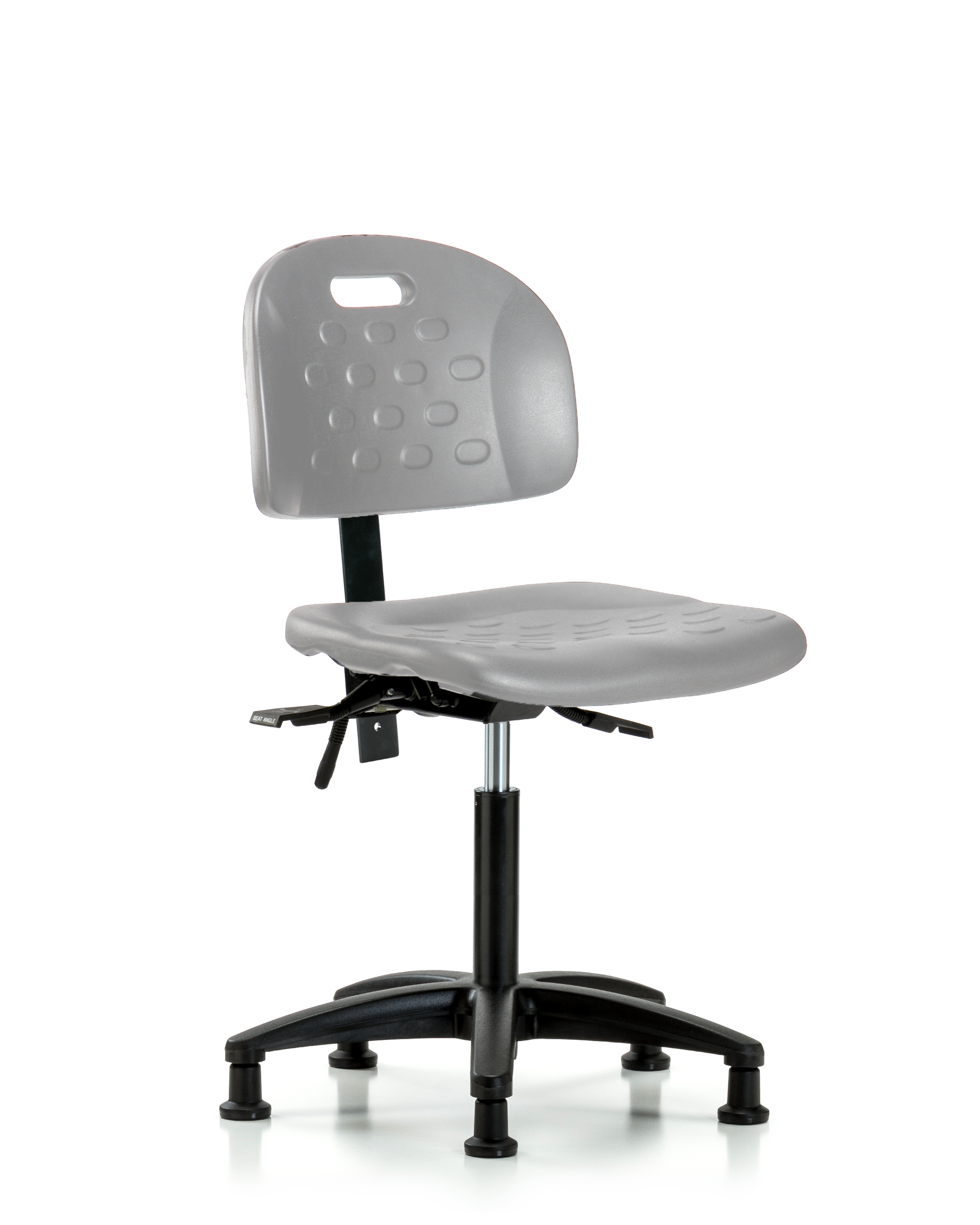 Newport Industrial Polyurethane Chair - Medium Bench Height with Stationary Glides in Gray Polyurethane