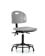 Newport Industrial Polyurethane Chair with Round Tube Base - Medium Bench Height with Stationary Glides in Gray Polyurethane