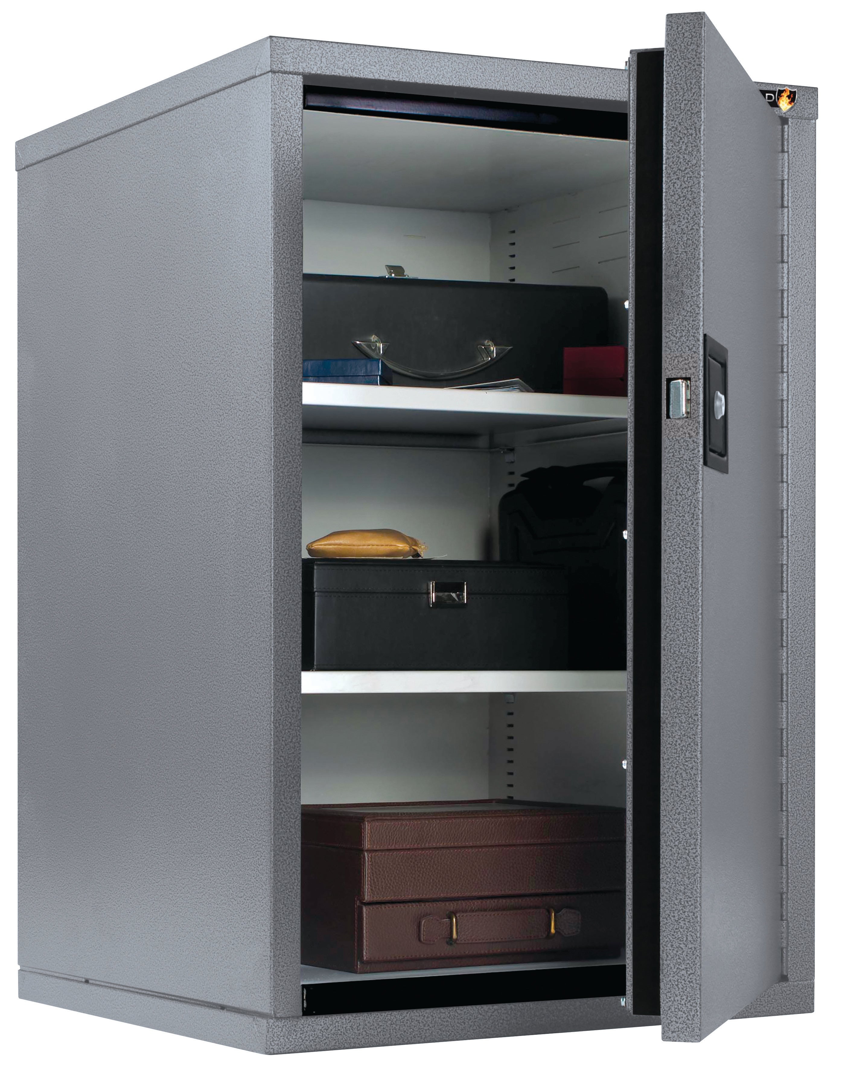 Fire Resistant - Single door storage cabinet - 34"H (Silver Texture)