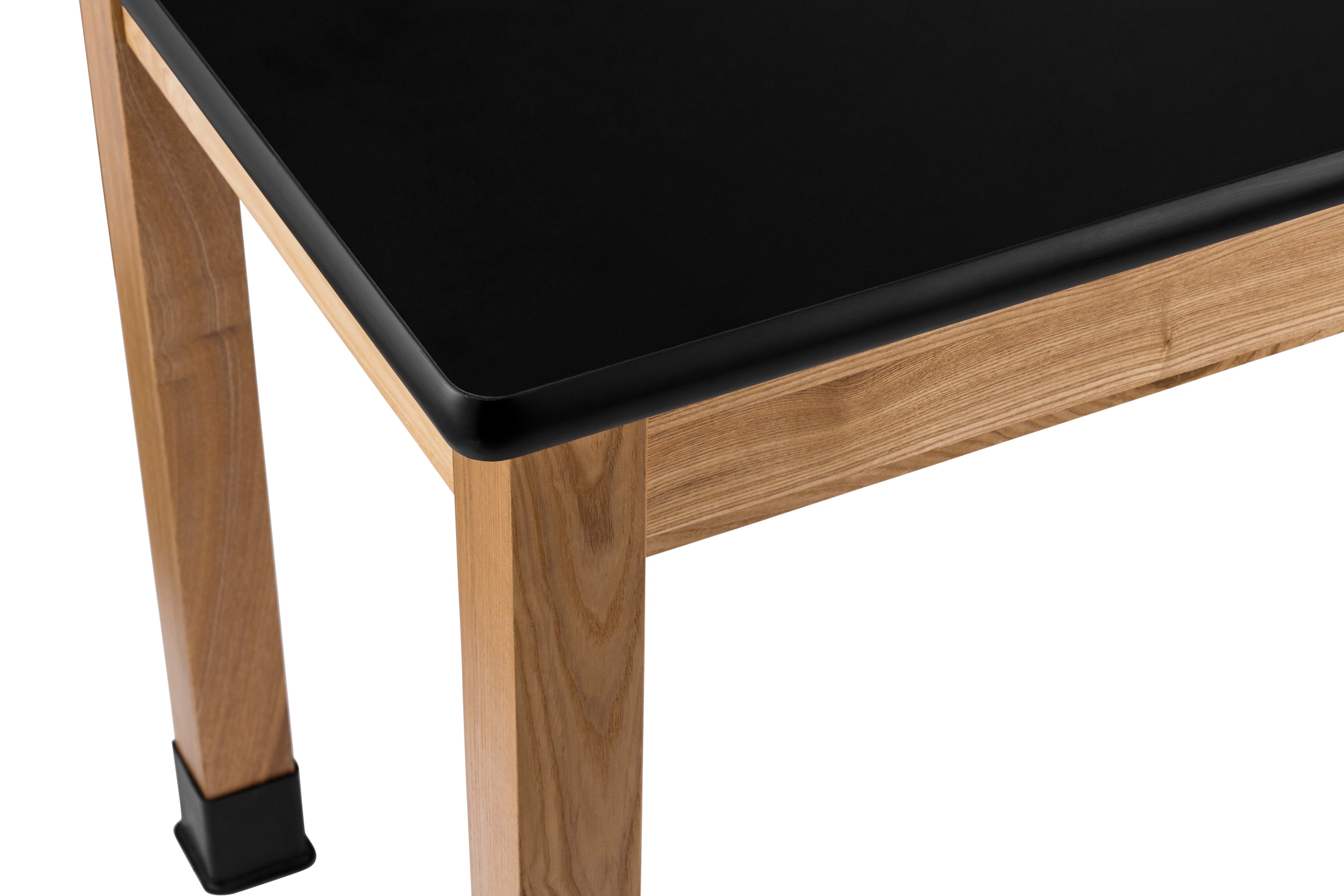 NPS® Wood Science Lab Table, 24"x54"x30", HPL Top, Surface Color: Black, Frame Color: Ash (Optional Book Compartment and Castor Add-On)