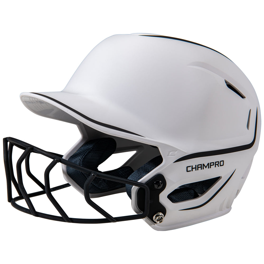 HXE Two-Tone Matte Softball Helmet w/ Facemask - Black, Large