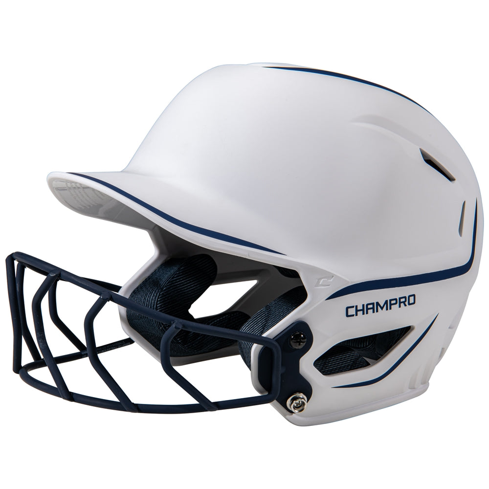 HXE Two-Tone Matte Softball Helmet w/ Facemask - Navy, Large
