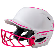HXE Two-Tone Matte Softball Helmet w/ Facemask - Pink, Large
