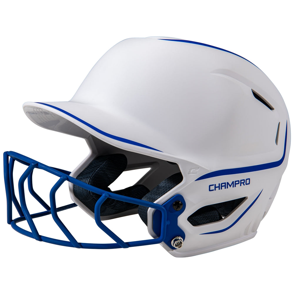 HXE Two-Tone Matte Softball Helmet w/ Facemask - Royal, Medium