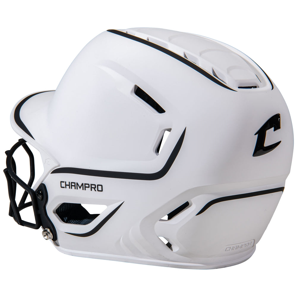 HXE Two-Tone Matte Softball Helmet w/ Facemask - Black, Large