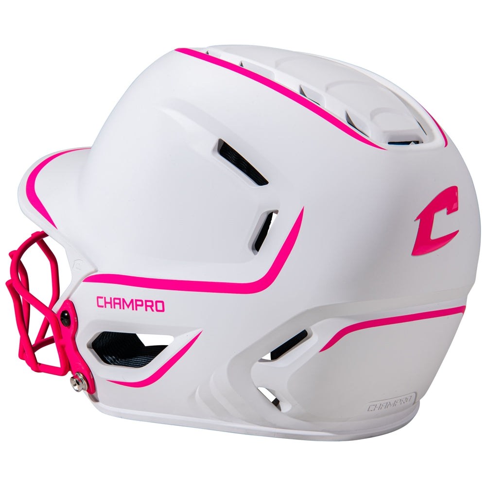 HXE Two-Tone Matte Softball Helmet w/ Facemask - Pink, Medium