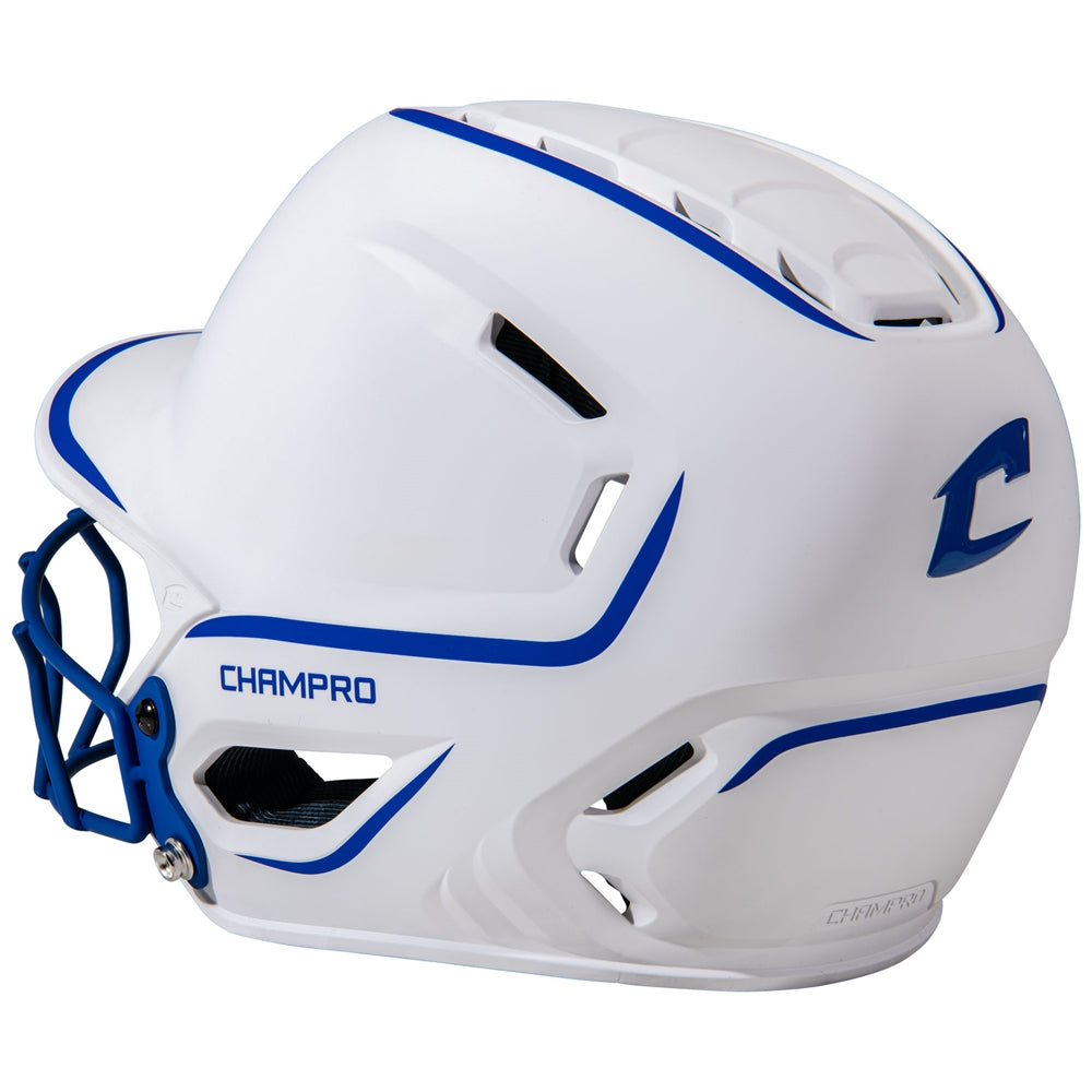 HXE Two-Tone Matte Softball Helmet w/ Facemask - Royal, Large