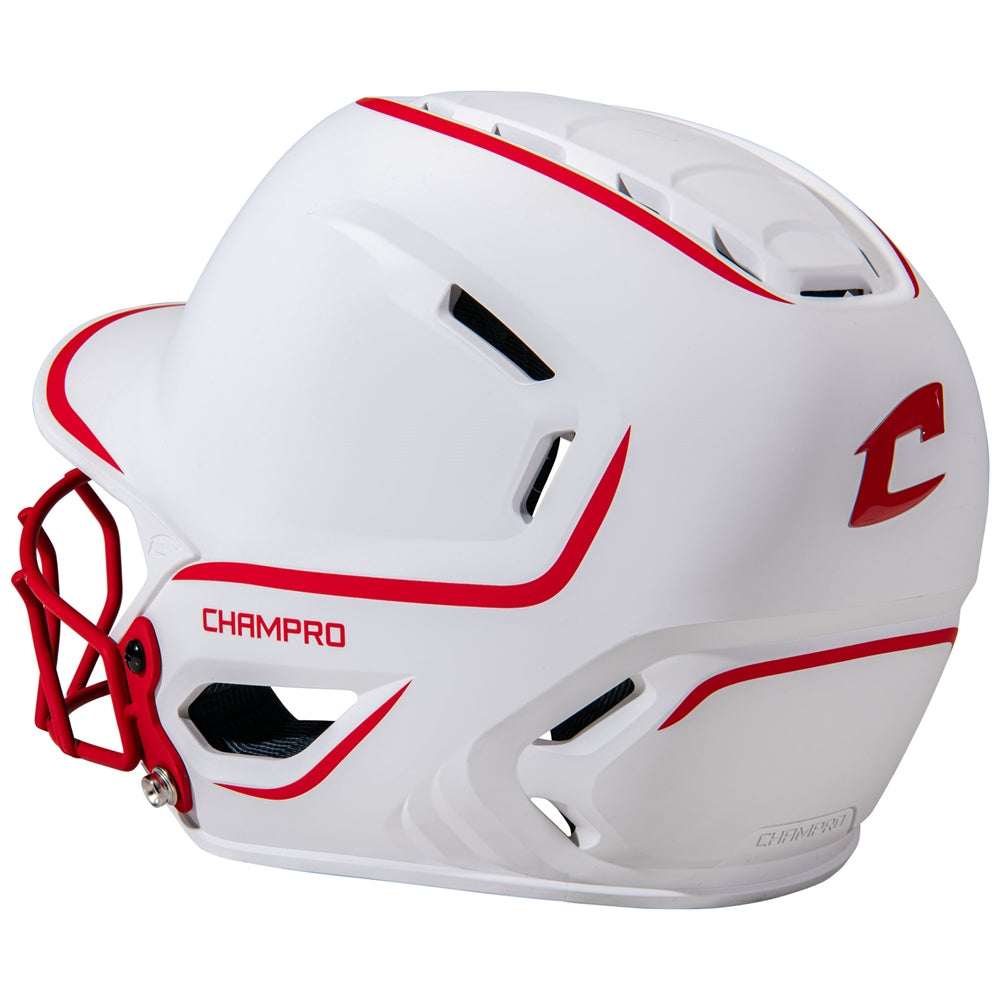 HXE Two-Tone Matte Softball Helmet w/ Facemask - Scarlet, Medium
