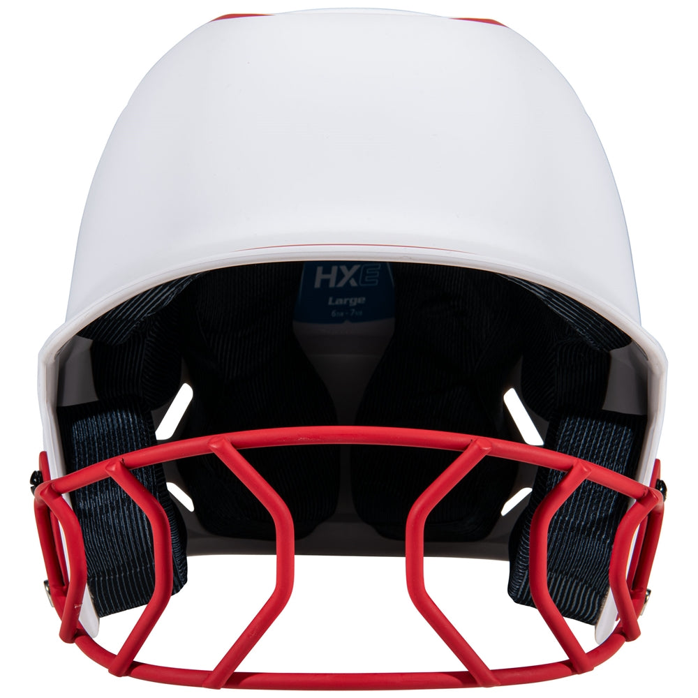 HXE Two-Tone Matte Softball Helmet w/ Facemask - Scarlet, Large
