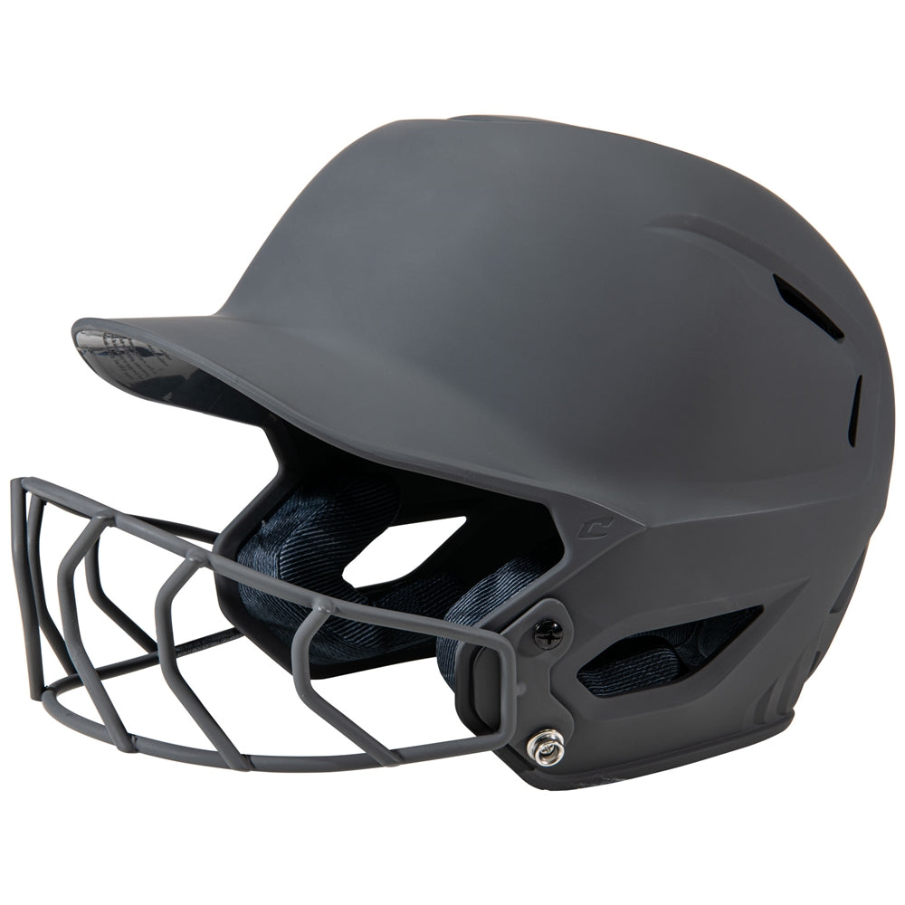 HXE Matte Softball Helmet w/ Facemask - Graphite, Medium