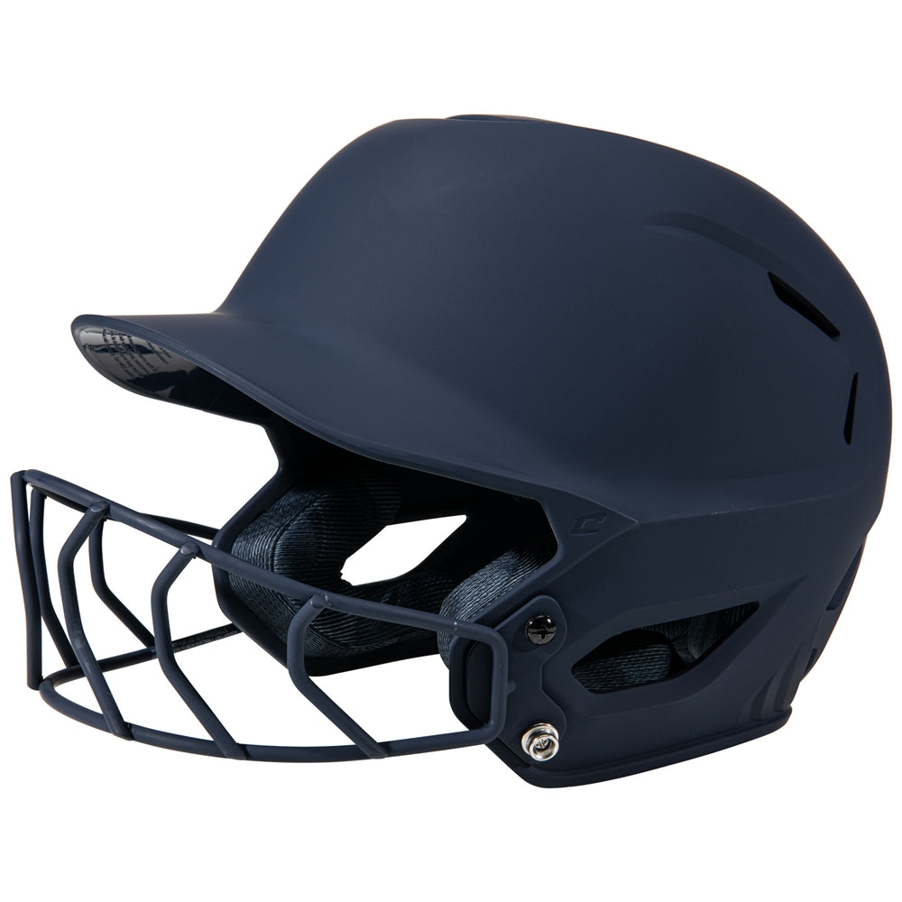 HXE Matte Softball Helmet w/ Facemask - Navy, Large