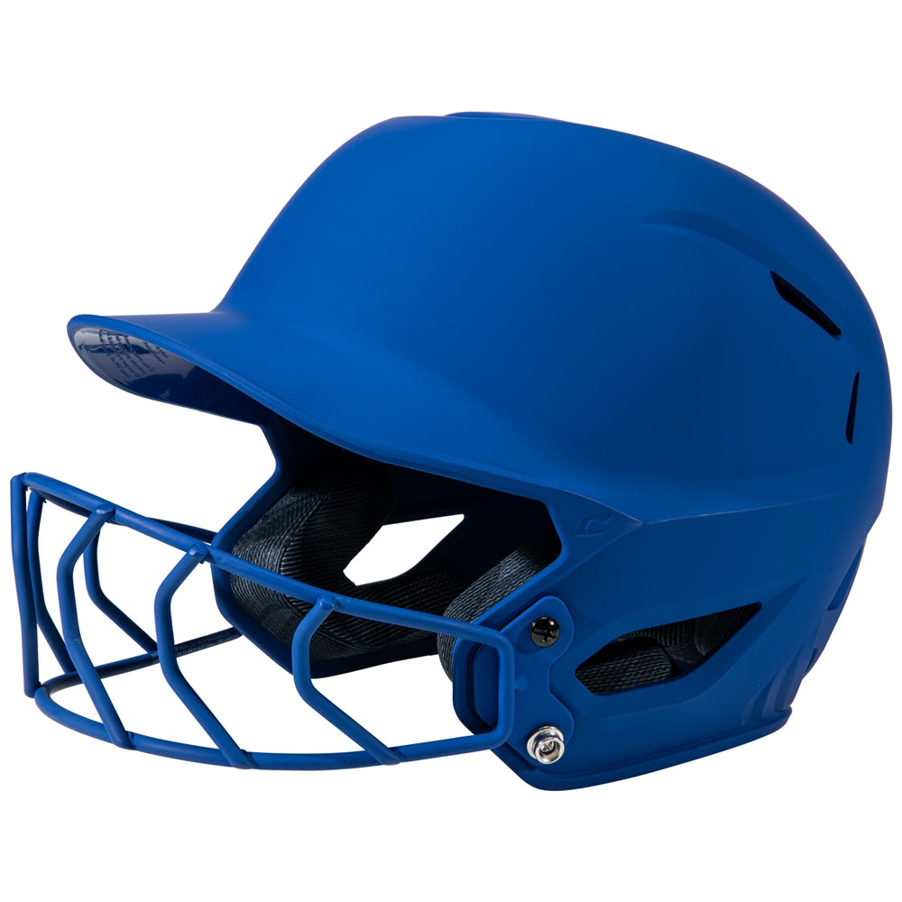 HXE Matte Softball Helmet w/ Facemask - Royal, Medium