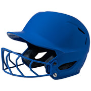 HXE Matte Softball Helmet w/ Facemask - Royal, Medium
