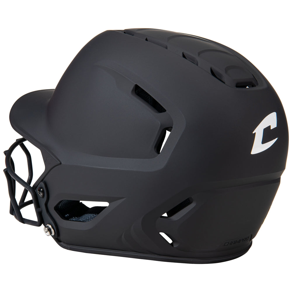 HXE Matte Softball Helmet w/ Facemask - Black, Large
