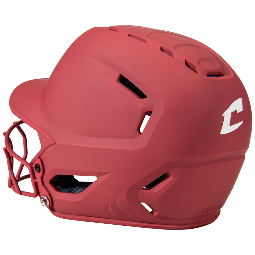 HXE Matte Softball Helmet w/ Facemask - Cardinal, Large