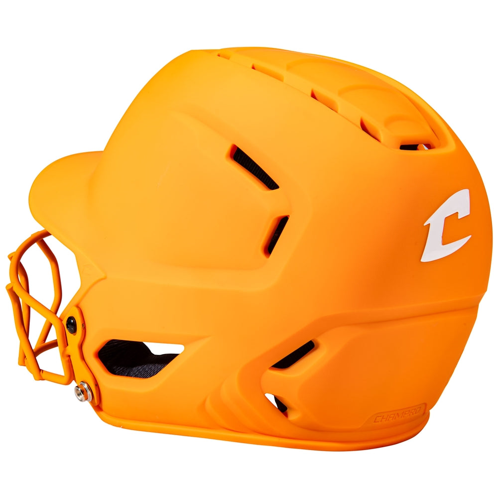 HXE Matte Softball Helmet w/ Facemask - Knoxville Orange, Large