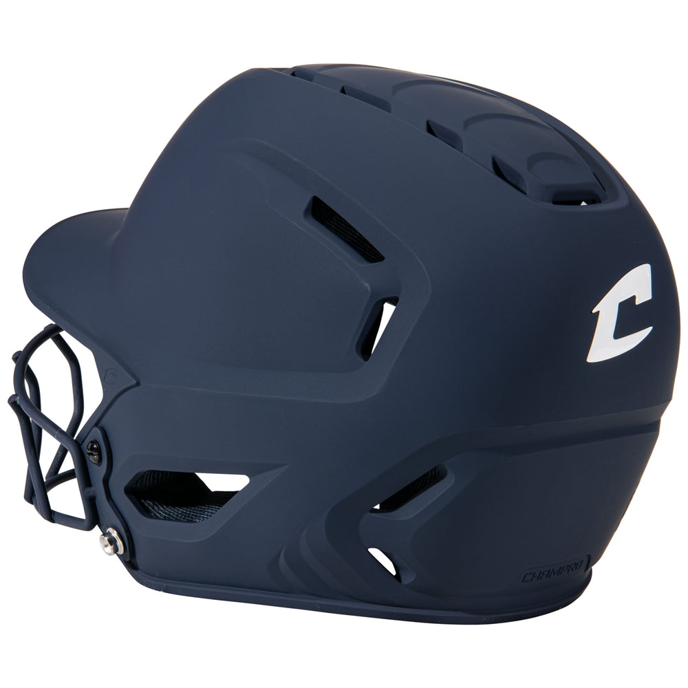 HXE Matte Softball Helmet w/ Facemask - Navy, Large