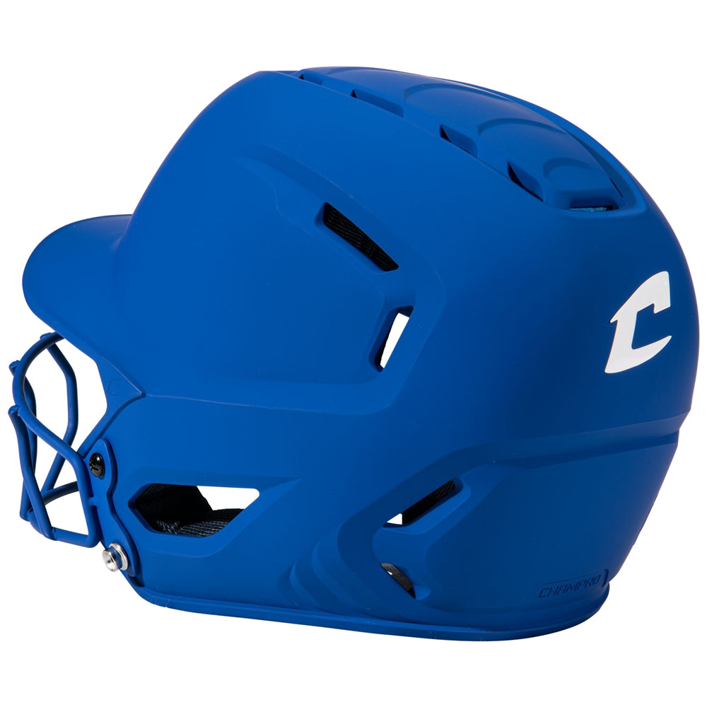 HXE Matte Softball Helmet w/ Facemask - Royal, Large