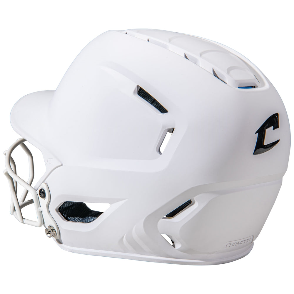 HXE Matte Softball Helmet w/ Facemask - White, Medium