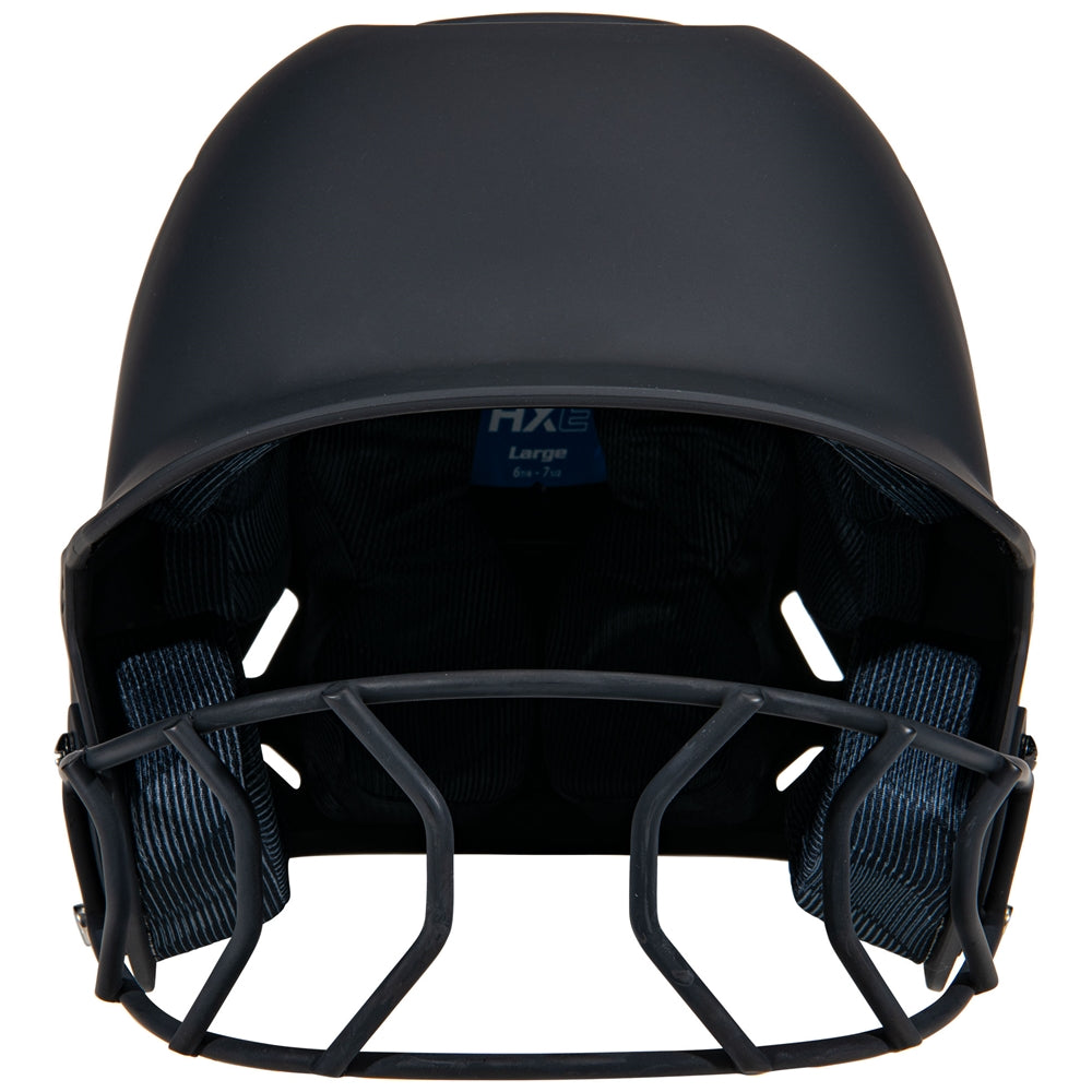 HXE Matte Softball Helmet w/ Facemask - Black, Medium